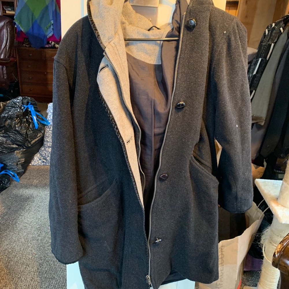 Thicc Black Wool Jacket with Hood